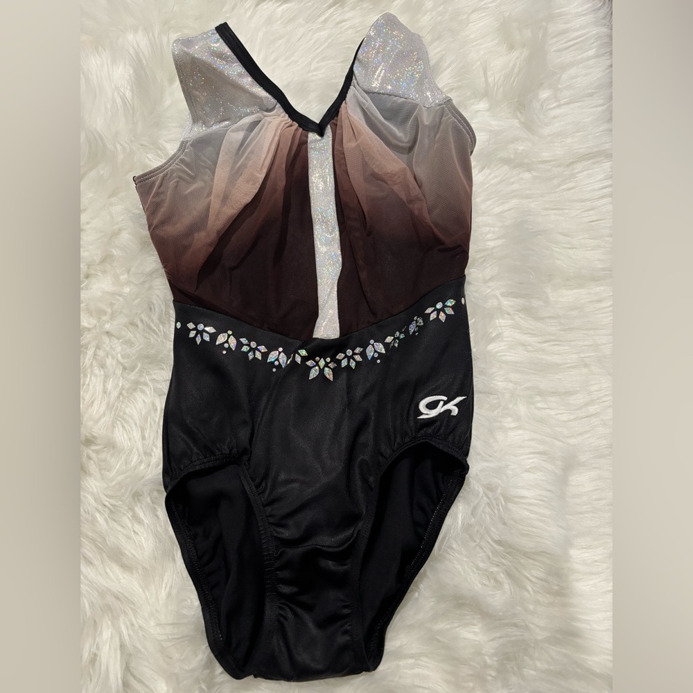 GK Black and Brown Leotard with Silver Accents